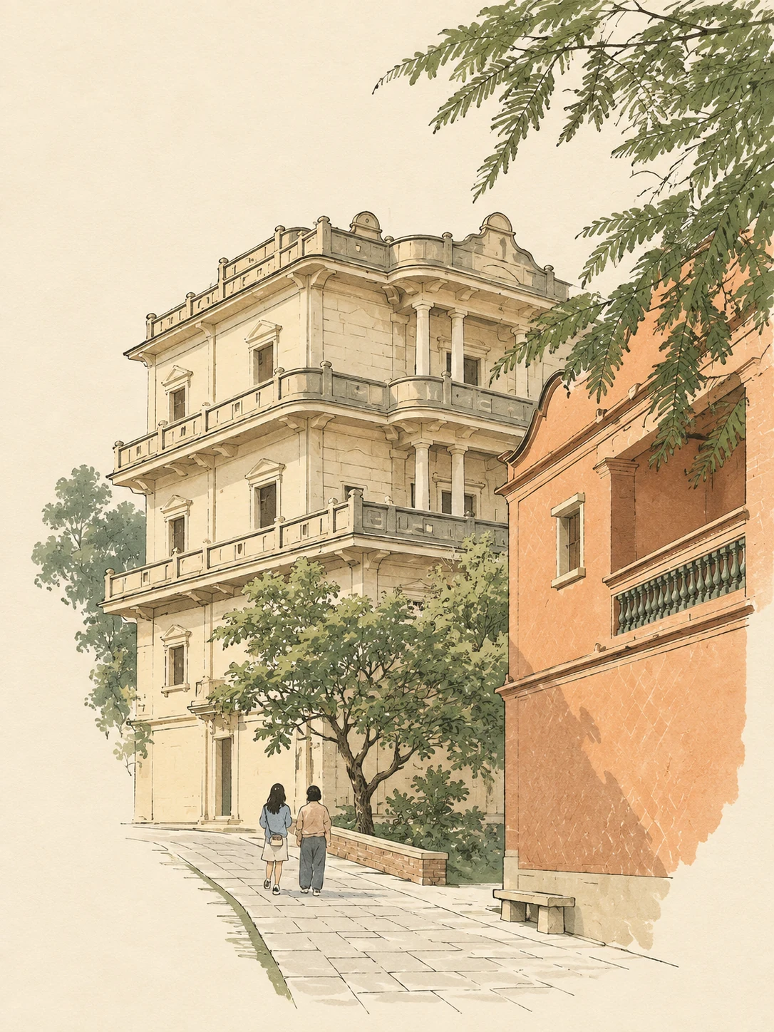 极简插画 处理泉州梧林村建筑的实测成品(选用 · 首次)